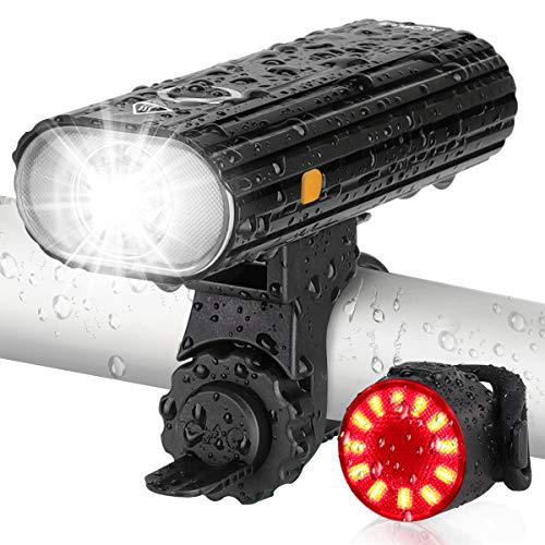 AUOPLUS Bike Lights USB Rechargeable, 800 Lumen Bike Headlight and Taillight Set, Super Bright LED Bicycle Lights Front and Back - Quick Release Cycling Safety Accessories for Men/Women/Kids