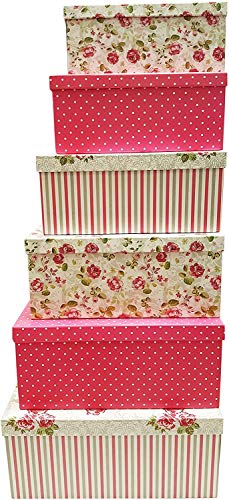Elegant Decorative Themed Extra Large Nesting Gift Boxes -6 Boxes- Nesting Boxes Beautifully Themed and Decorated - Perfect for Gifts or Simple Decoration Around the House! (Flower)
