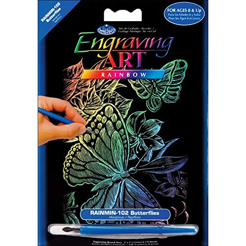ROYAL BRUSH 5 by 7-Inch Rainbow Foil Engraving Art Kit, Mini, Butterflies