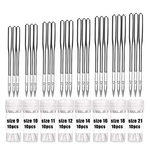 80 Count Sewing Machine Needles - 8 Sizes Sewing Machine Needles Universal Regular Point for Singer, Brother, Janome Sizes 70/9, 70/10, 80/11, 80/12, 90/14, 100/16, 110/18, 130/21