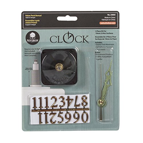 Walnut Hollow 3 Piece Clock Kit for 3/4-inch Surfaces, Use to Repair or Design your Own Clock