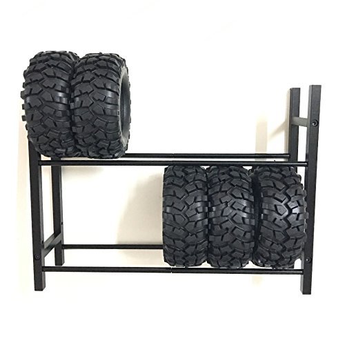 XJJ Black 1:10 RC Car Tire Rack/Wheel Rack for 1/10 Wheel Rims Tire TRX-4 SCX10 D90 CC01