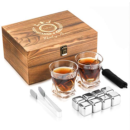 Whiskey Stones Set Stainless Steel Reusable Ice Cubes, Ice Tong Whisky Metal Ice Cube Gift for Men Friends Halloween Thanksgiving Anniversary (8)