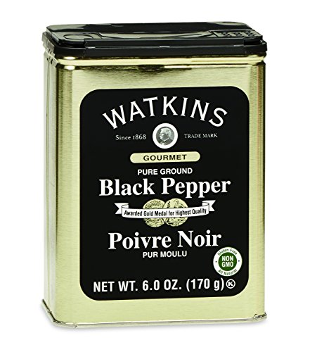 Watkins Gourmet Spice Tin, Pure Ground Black Pepper, 6 oz. Tin, 1-Pack