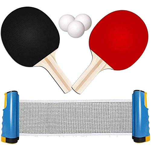 TOMAT Retractable Portable Table Tennis Net Ping-Pong Paddles Kit Expandable Telescopic Table Tennis Sport Accessories Set for Indoor, Garden Games