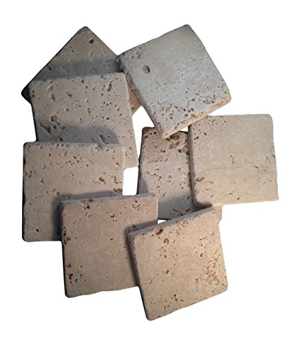 Coaster Tile-tumbled Travertine Porous Craft Tile in Ivory Color -4x4 in (8 Pieces)