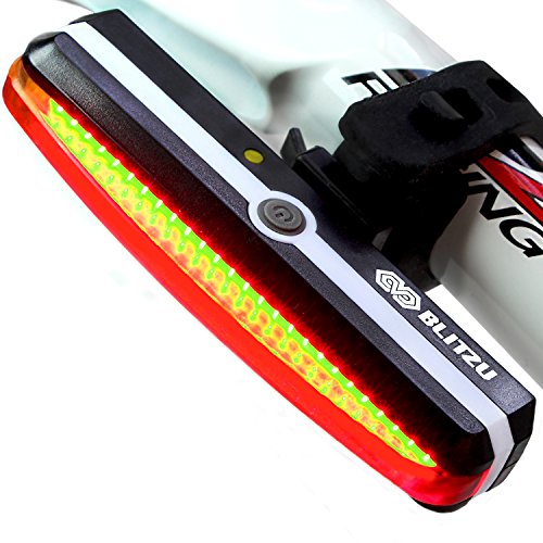 Ultra Bright Bike Light Blitzu Cyborg 168T USB Rechargeable Bicycle Tail Light. Red High Intensity Rear LED Accessories Fits On Any Road Bikes, Helmets. Easy To Install for Cycling Safety Flashlight