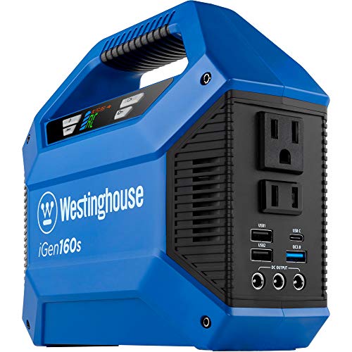 Westinghouse iGen160s Portable Power Station 155Wh Backup Lithium Battery, 110V/100W AC Outlets, Solar Generator (Solar Panel Not Included)