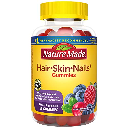 Nature Made Hair, Skin & Nails 2500 mcg Biotin Gummies w. Vitamin C, 90 Count (Packaging May Vary)