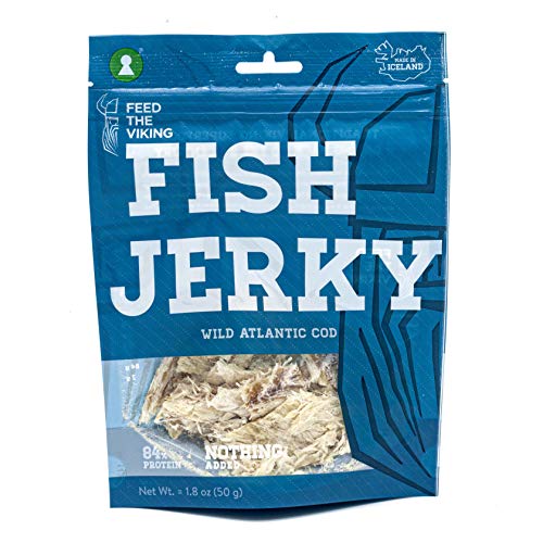 Fish Jerky | Wild Atlantic Cod | Nothing Added | Six-Pack (6 x 1.8oz) | Made and Shipped from Iceland