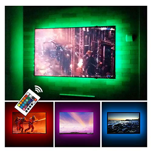 USB TV Backlight RGB LED Neon Accent Lights Strips for 32 to 43 inch HDTV Bias Lighting with Remote - USB Powered TV Behind Lighting LED Strip