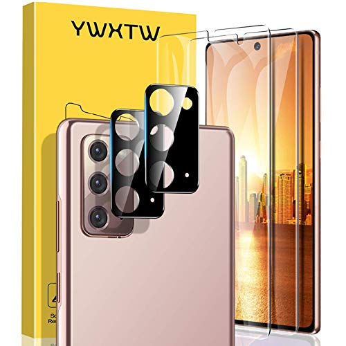 [4 Pack] YWXTW Screen Protector for Samsung Galaxy Note 20 Tempered Glass + Samsung Galaxy Note 20 Camera Lens Protector, [Support Fingerprint Unlock] Glass Camera Screen Protector (Transparent)