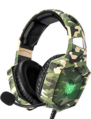 RUNMUS Gaming Headset for PS4, Xbox One, PC Headset w/Surround Sound, Noise Canceling Over Ear Headphones with Mic & LED Light, Compatible with PS4, Xbox One, Switch, PC, PS3, Mac, Laptop, Green