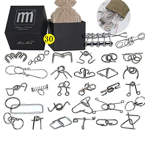 Intermediate Difficulty -30 Pieces Thicker Metal Wire Brain Teaser - Assembly & Disentanglement Puzzles Toys - Magic Trick Toys Puzzles Set - Ideal Gifts Kids Adults