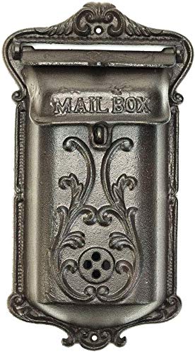 Sungmor Heavy Duty Wall Mount Mailboxes - Vintage Decorative Cast Iron Letter Box - Lockable Farmhouse Mail Box Hanging Wall Post Box Files Holder - Home Office Indoor Outdoor Entryway Gate Decoration