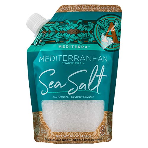 SaltWorks Mediterra Mediterranean Sea Salt, Coarse, Artisan Pour Spout Pouch, 16 Ounce