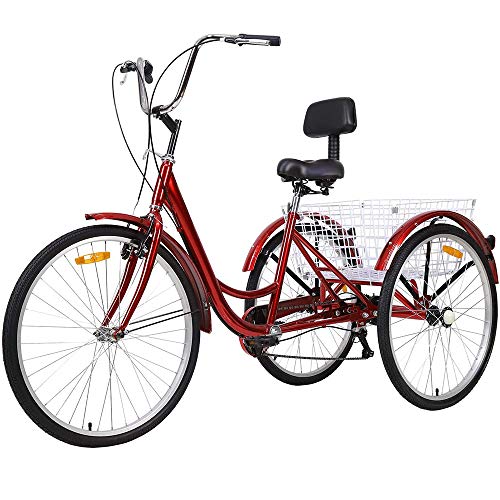 DoCred Adult Tricycles 7 Speed, Adult Trikes 20/24/26 inch 3 Wheel Bikes, Three-Wheeled Trike with Large Basket for Recreation, Shopping, Picnics Exercise Men's Women's Cruiser Bike