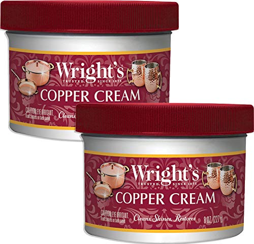 Wright's Copper and Brass Polish and Cleaner Cream- 8 Ounce - 2 Pack - Gently Clean and Remove Tarnish Without Scratching