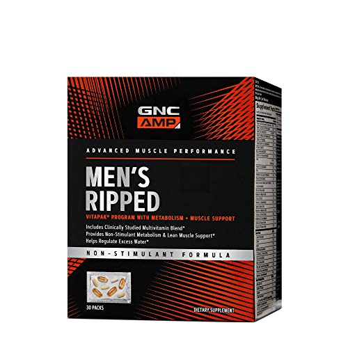 GNC AMP Men's Ripped Vitapak Program, 30 Packs, with Metabolism and Muscle Support