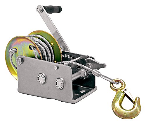 CALHAWK 3200lbs Dual Gear Hand Winch Hand Crank Manual Boat ATV RV Trailer 32ft Cable