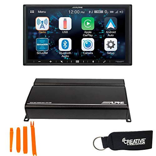 Alpine iLX-W650 Receiver Compatible with CarPlay and Android Auto - Includes KTA-450 4-Channel Power Pack Amp