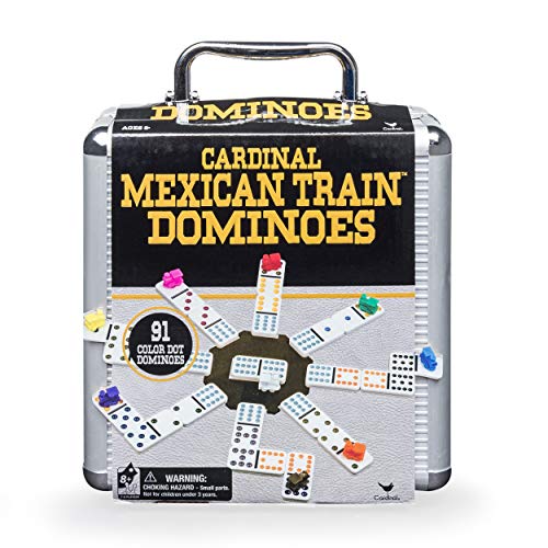 Cardinal Industries Mexican Train Domino Game with Aluminum Case Game, Basic (6030756)