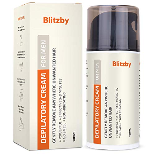 Blitzby Hair Removal Cream For Men and Depilatory Cream For Men, Effective in 10 Minutes, No smell, Non-Irritating, For All Skin Type, 100ML