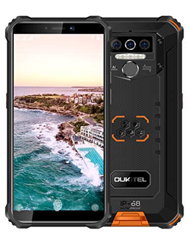 Rugged Smartphone Unlocked OUKITEL WP5(2020) Android 10 Cell Phone 8000mAh Battery 4GB+32GB Triple Camera 4 LED Flashlights IP68 Waterproof Phones 5.5 Inch Dual Sim GSM 4G, GPS, Bluetooth, WiFi