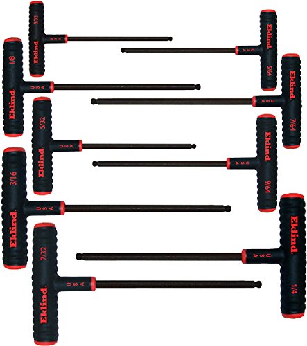 EKLIND 60809 Power-T Handle Ball-Hex Key allen wrench- 9pc set SAE Inch Sizes 5/64-1/4 9in