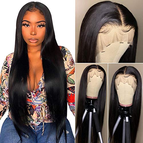 LSY 13x4 Lace Front Wigs Human Hair Pre Plucked Wigs for Black Women Human Hair Wigs with Baby Hair Remy Brazilian Straight Lace Wigs 150% Denisty Natural Color