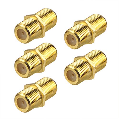 VCE 5-Pack Coaxial Cable Connector, F-Type Coax RG6 Cable Extension Adapter Gold Plated