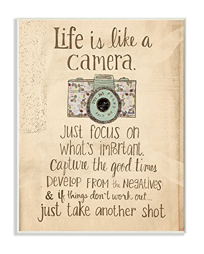 Stupell Home Décor Life Is Like A Camera Inspirational Art Wall Plaque, 10 x 0.5 x 15, Proudly Made in USA