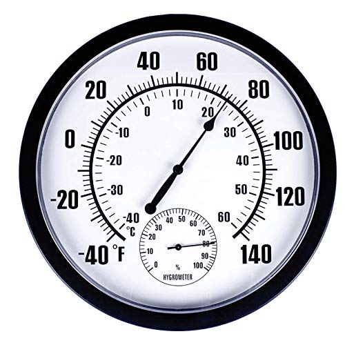 Thermometer Indoor Outdoor 10' Patio Large Wall Thermometer and Hygrometer,No Battery is Required to Let You to See The Temperature and Humidity of The Day from a Distance