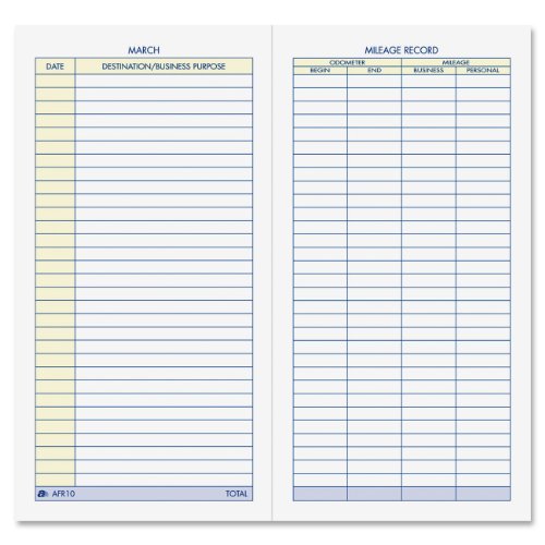 Adams Vehicle Mileage Journal, , 3.25 x 6.25 Inches, White (AFR10)