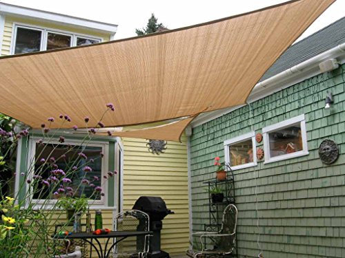 Shade&Beyond 8' x 10' Sun Sail Shade Canopy Rectangle Sand 185GSM Shade Sail for Patio Deck Yard Backyard Outdoor Facility and Activities