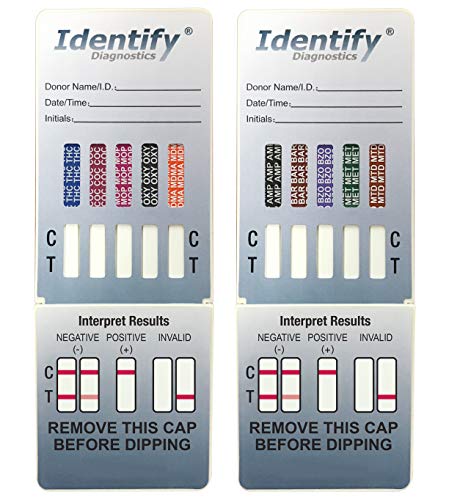 5 Pack Identify Diagnostics 10 Panel Drug Test Dip - Testing Instantly for 10 Different Drugs THC, COC, MOP, OXY, MDMA, AMP, BAR, BZO, MET, MTD ID-CP10-DIP (5)