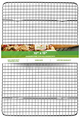 Oven Safe, Heavy Duty Stainless Steel Baking Rack & Cooling Rack, 10 x 15 inches Fits Jelly Roll Pan
