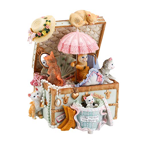 Mr.Winder Cat Music Box Cute Resin Kitty Musical Box Romantic Anniversary Birthday Gift for Girlfriend Children on Christmas/Birthday/Valentine's Day Castle in The Sky