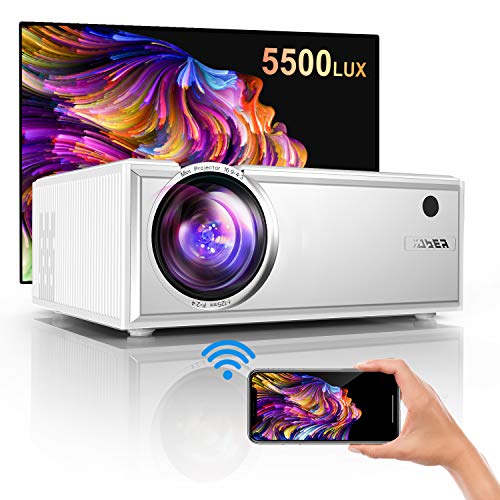 Projector, YABER Y61 WiFi Mini Projector 5500 Lux Full HD 1080P and 200' Supported, Portable Wireless Mirroring Projector for iOS/Android/TV Stick/PS4/PC Home & Outdoor