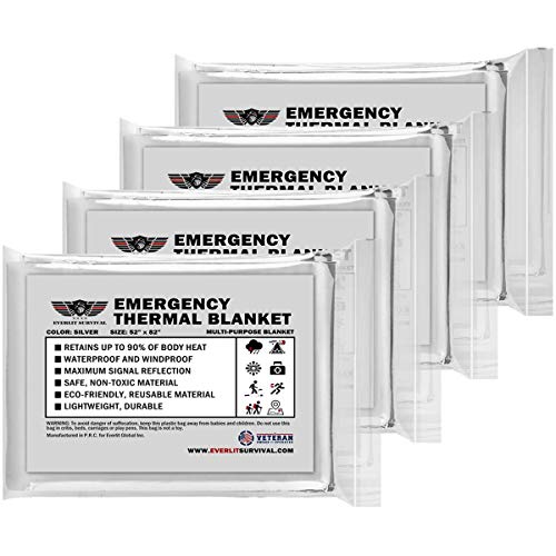 EVERLIT Emergency Blanket, Thermal Blanket, Space Blanket, Survival Blanket -Mylar Blanket Designed NASA| Perfect for Outdoor, Hiking, Survival, Emergency Camping, First Aid Kit