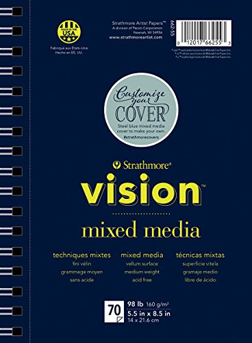 Strathmore 662-55 Vision Mixed Media Pad, 5.5'x8.5', White, 70 Sheets