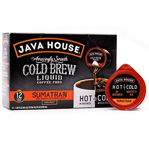 Java House Cold Brew Coffee Concentrate Single Serve Liquid Pods - 1.35 Fluid Ounces Each (Sumatran, 12 Count)