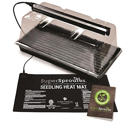 Super Sprouter HGC726402 Premium Propagation Kit with Heat Mat, 10' x 20' Tray, 7' Dome & T5 Light, 5 Piece, Black/Clear