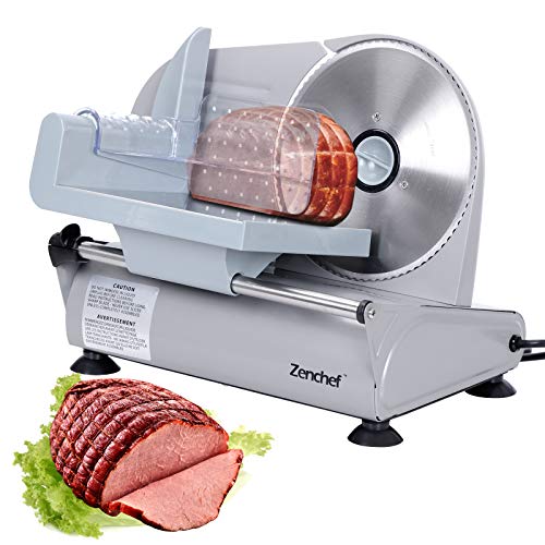 SUPER DEAL Premium Electric Food Meat Slicer - 7.5inch Stainless Steel Blade Home Kitchen Deli Meat Food Vegetable Cheese Cutter - Thickness Adjustable - Spacious Sliding Carriage - Easy to Clean