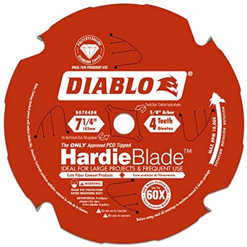 Freud D0704DH Diablo 7-1/4'x4T PCD Tip TCG Hardie Fiber Cement Saw Bld,5/8 Arbor
