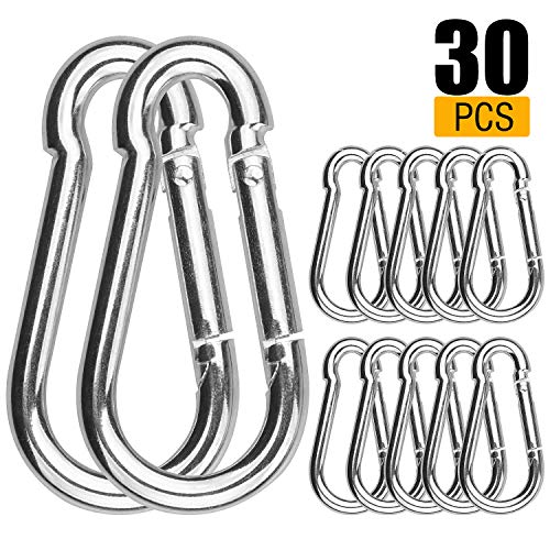 30 Pack Spring Snap Hooks, 260Lbs Load Capacity Zinc-Galvanized Steel Quick Link, M6x 60MM Keychain Carabiner Clips for Swing and Hammocks, Perfect for Backpack, Ropes, Camping and Hiking