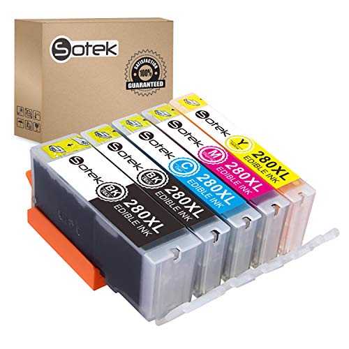 Sotek 280XL 281XL 280 281 XL Bakey Ink Cartridges for C AKE Printer,C AKE Maker, Work with PIXMATR7520 TR8520 TS6120 TS6220 TS8120 TS8220 TS9120 TS9520 TS9521C TS702 Printer (5 Pack, No Photo Blue)