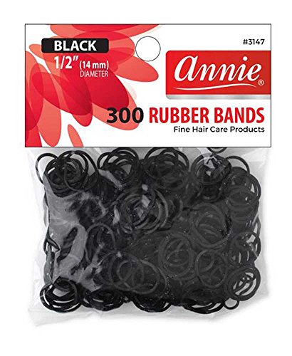 Annie 300 Rubber Bands Small One Size 1/2' Black