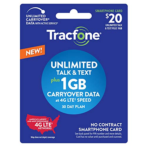 Tracfone $20 Unlimited Talk, Text, 1GB Data - 30 Day Smartphone Plan