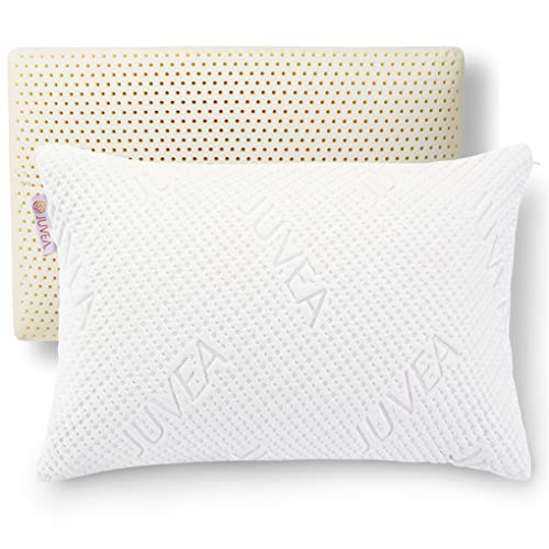 JUVEA Pillow Talalay Latex Pillow - High Loft Latex Foam Pillow with Machine Washable Cotton Cover Medium Firm Natural Latex Pillow Firm Pillows for Sleeping - Side Sleeper Pillow & Stomach Sleeper